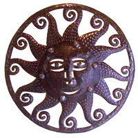 Haitian oil drum sculpture sun